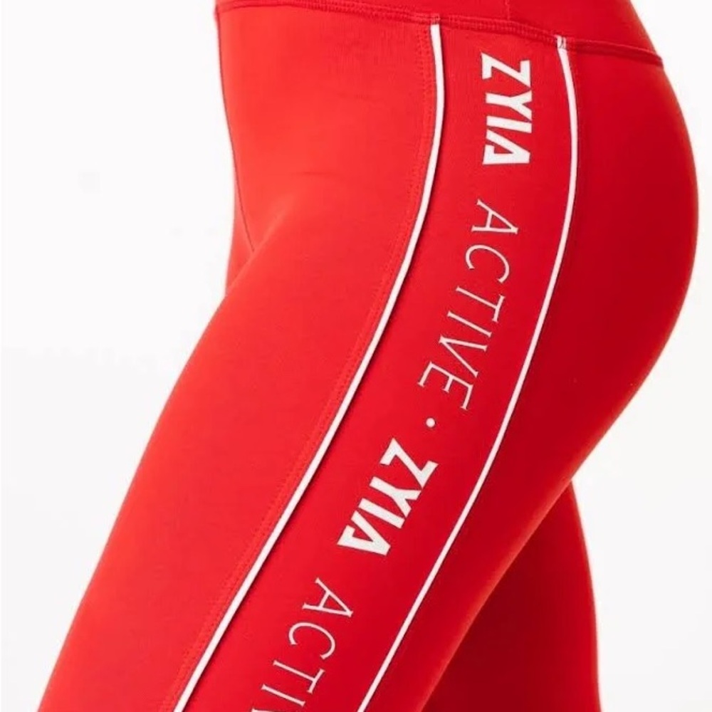 ZYIA Red Logo Stripe Light n Tight Hi Rise 28” leggings